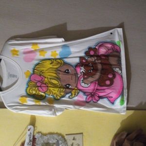 Airbrush tshirt   size xl for women color white.precious moment